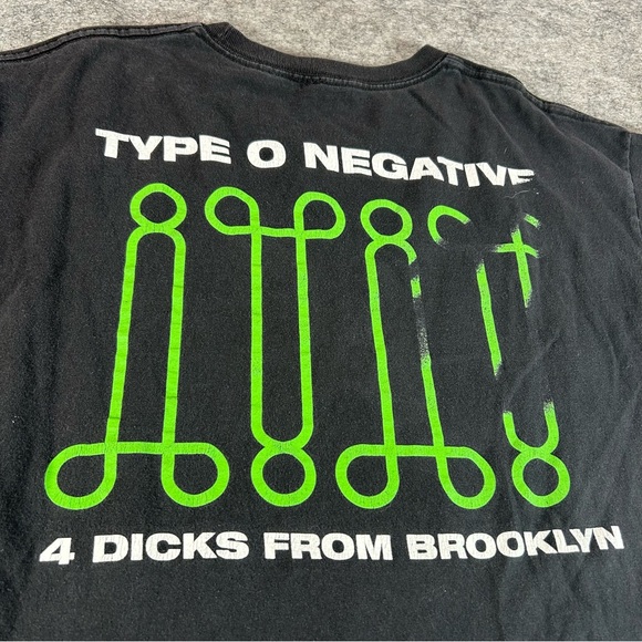 Vintage Type O Negative Shirt Mens Medium Black Green Silence = Deaf Gothic Band - Picture 9 of 10